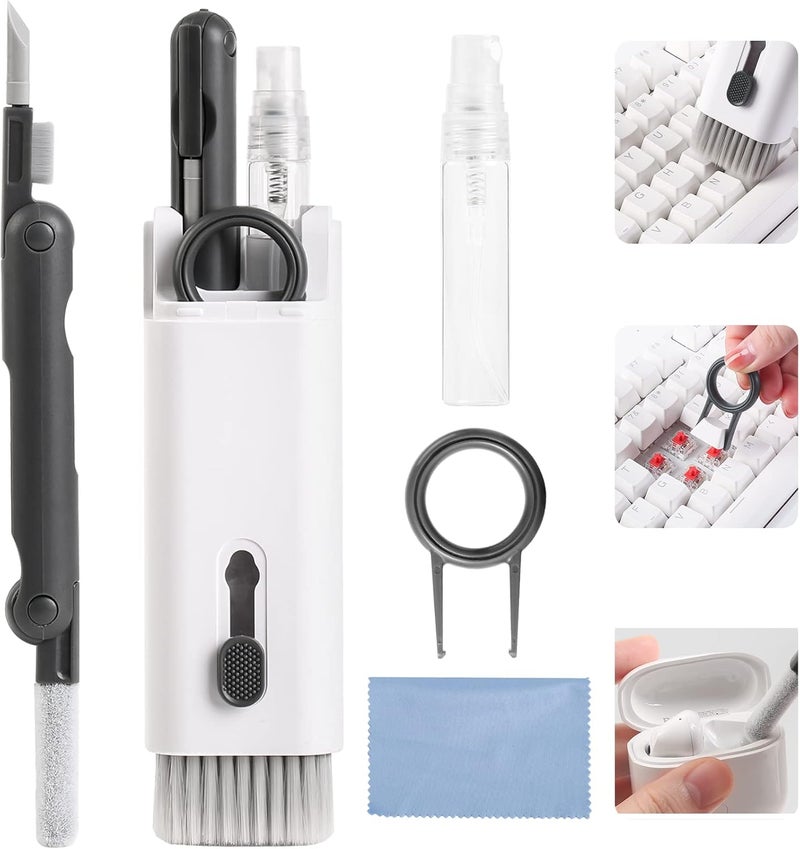 VUBOJO 7 in 1 Electronic Cleaner kit, Cleaning Kit for Monitor Keyboard Airpods MacBook iPad iPhone iPod, Screen Dust Brush Including Soft Sweep, Swipe, Airpod Cleaner Pen, Key Puller and Spray Bottle - Image 1